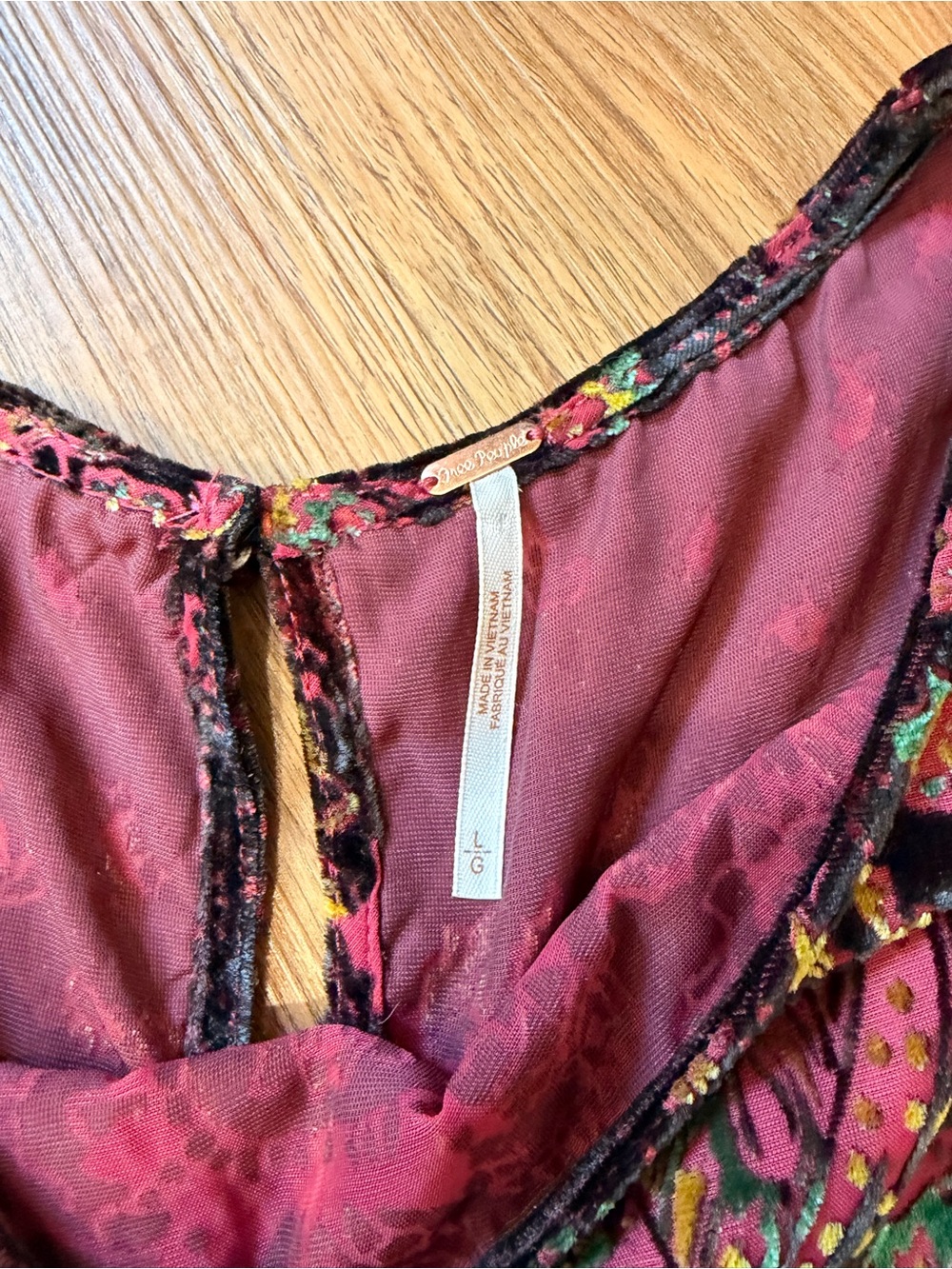 Free People Mirror Mirror Velvet Burnt Red Floral Tunic Dress - Picture 5 of 16